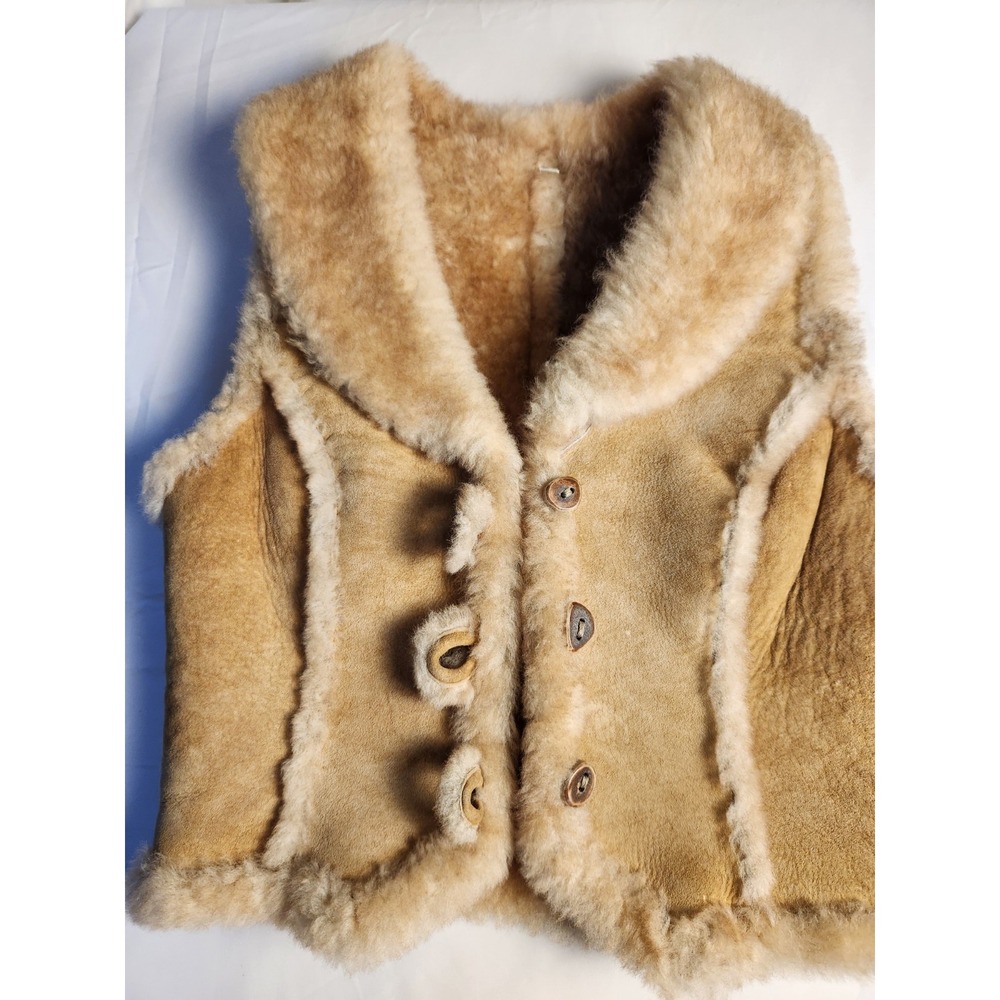 VTG Suede & Shearling Boho Rustic Chic Vest Size S Tag 8 See Measurements